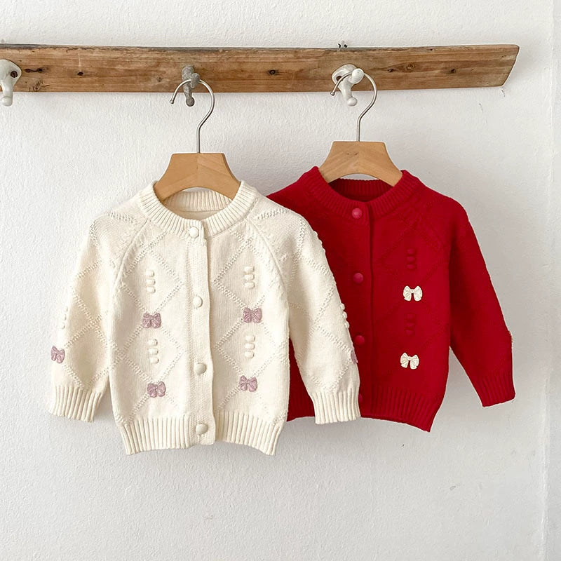 Autumn Arrival Baby Girls Comfortable Argyle Jacquard and