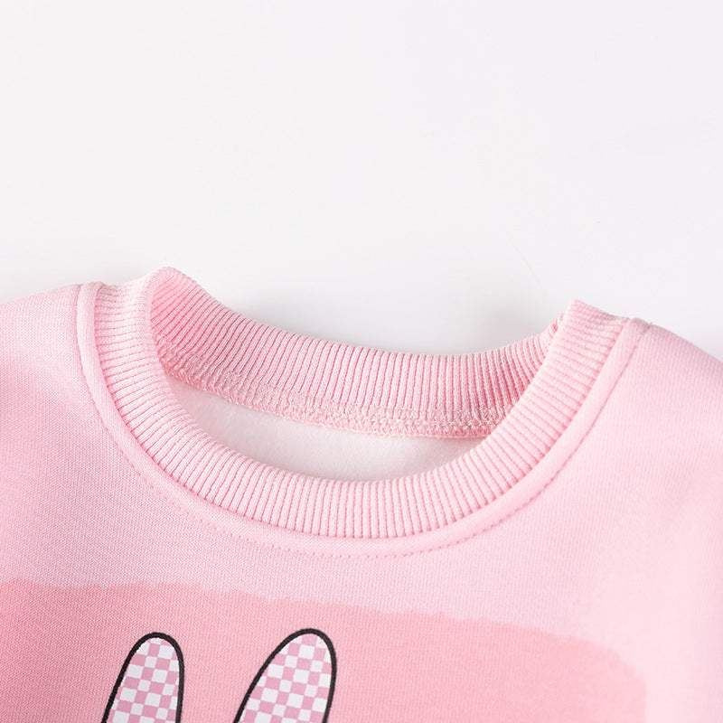 Spring and Autumn Girls Rabbit Cartoon Pattern Long Sleeves Sweatshirt