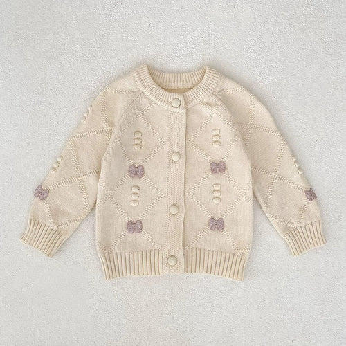 Autumn Arrival Baby Girls Comfortable Argyle Jacquard and
