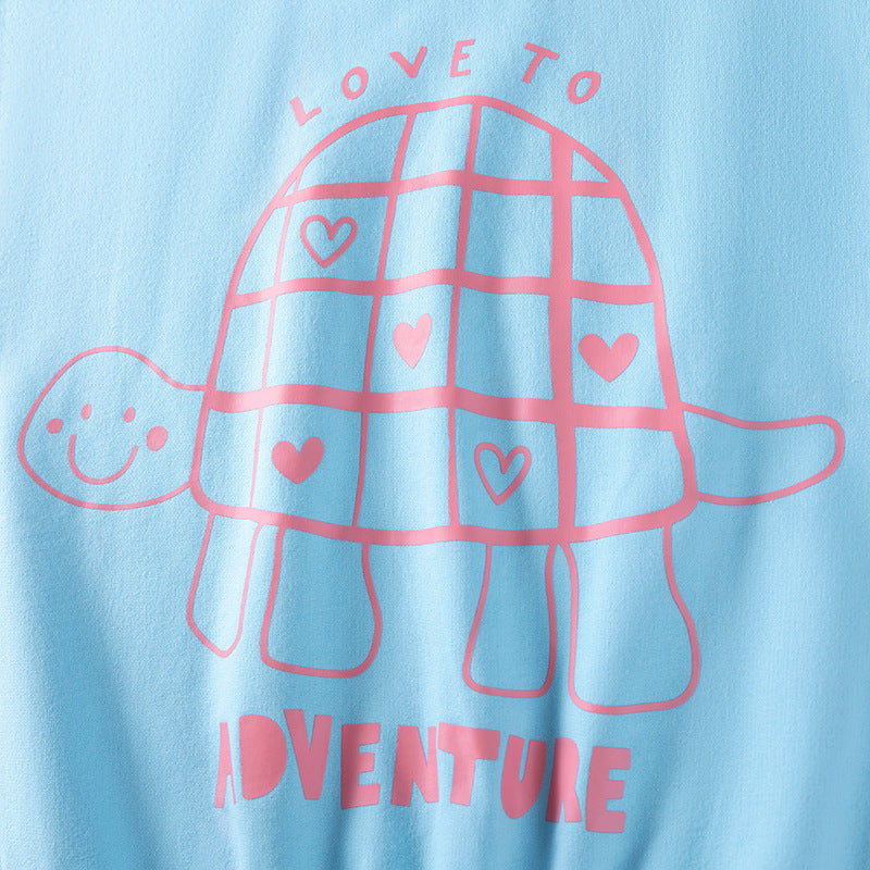 Spring and Autumn Girls Tortoise Cartoon Pattern Long Sleeves