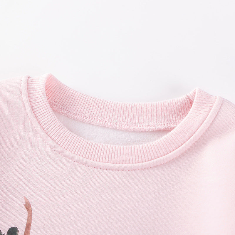 Spring and Autumn Girls Dancers Cartoon Pattern Long Sleeves