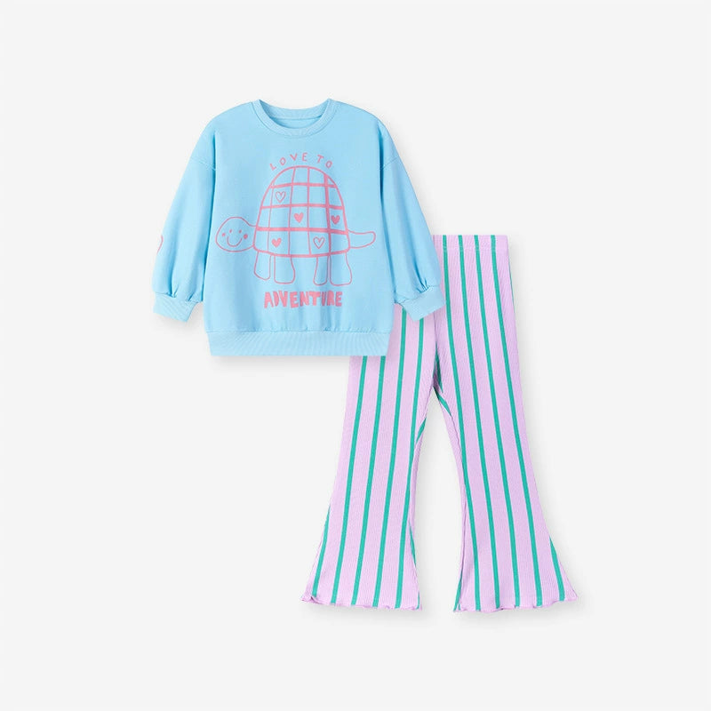 Spring and Autumn Girls Tortoise Cartoon Pattern Long Sleeves