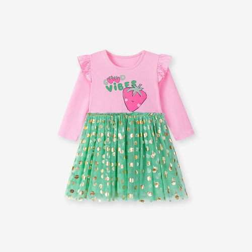 Autumn and Spring Arrival Strawberry Cartoon and Polka Dots Pattern