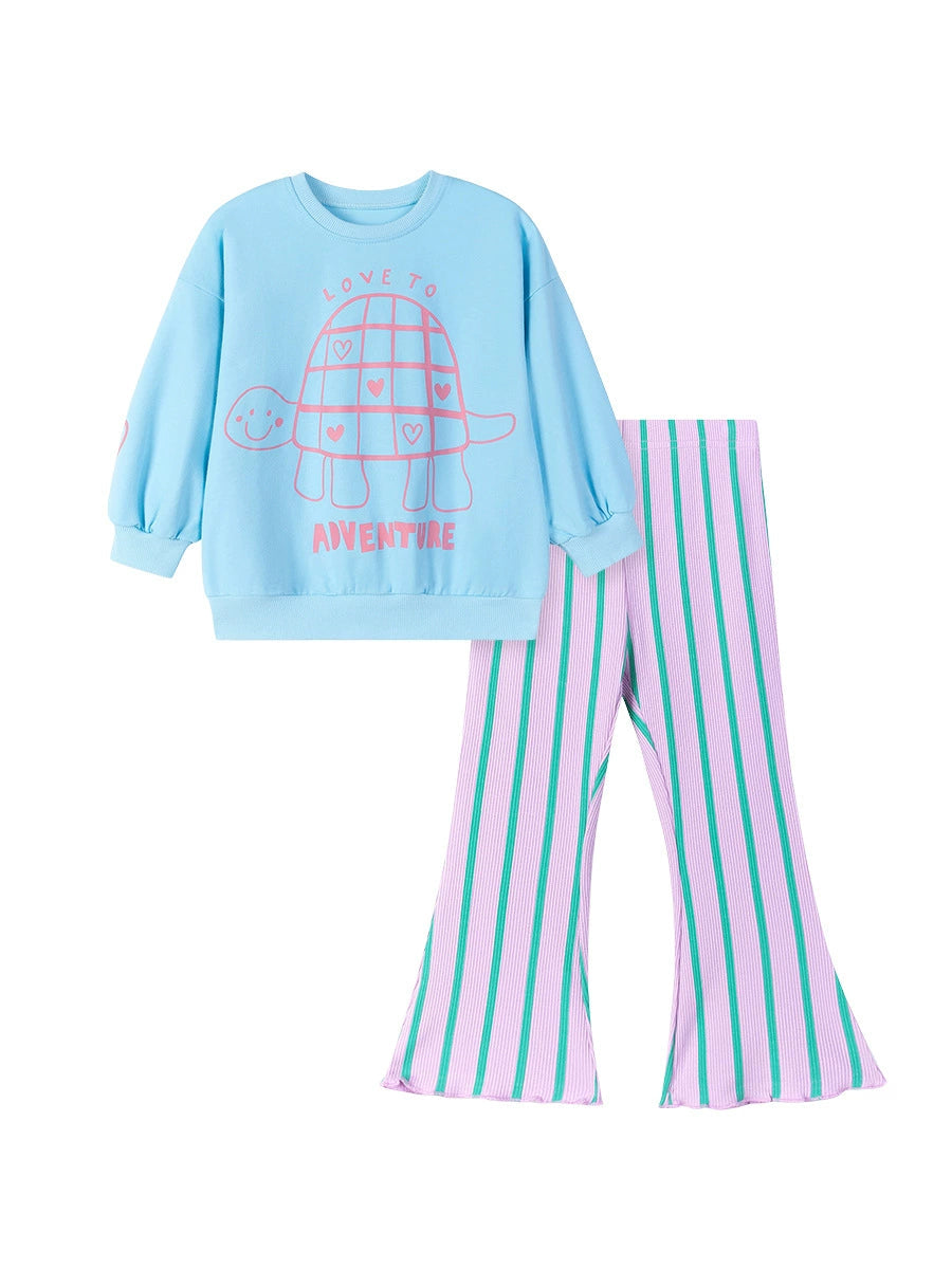 Spring and Autumn Girls Tortoise Cartoon Pattern Long Sleeves
