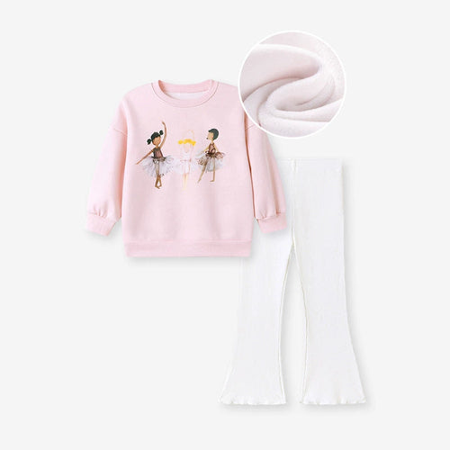 Spring and Autumn Girls Dancers Cartoon Pattern Long Sleeves