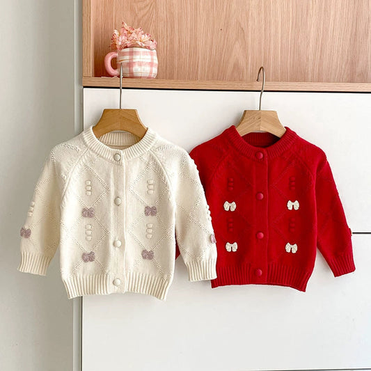 Autumn Arrival Baby Girls Comfortable Argyle Jacquard and