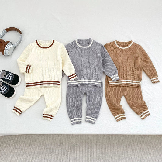 Arrival Autumn Baby Unisex Long Sleeves Geometric Jacquard Pattern